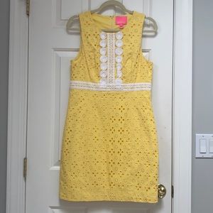 Lily Pulitzer yellow eyelet tank dress size 8